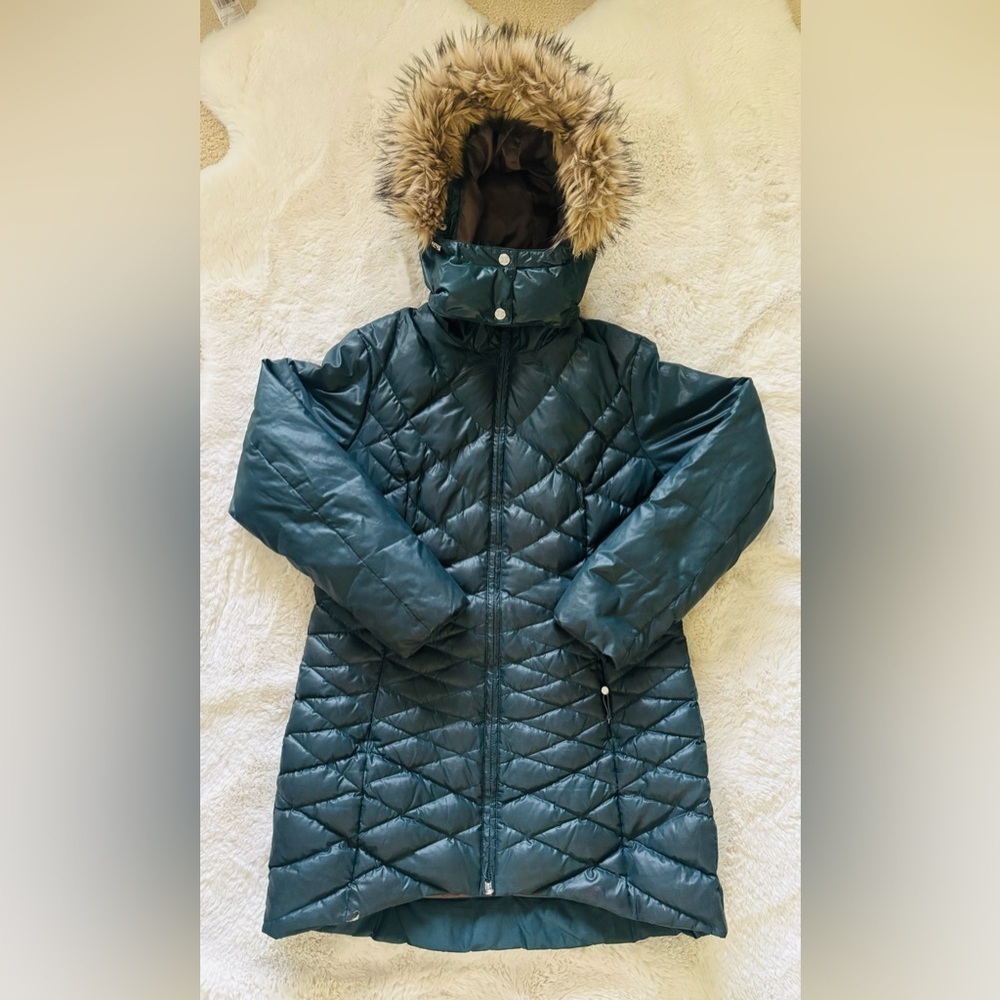 Eddie Bauer Stine Down Parka Deep Teal 550 Fill Premium Goose Down Size: Large - Picture 2 of 10